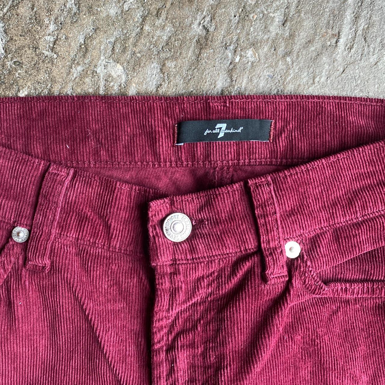 Women’s Burgundy Corduroy 7 For All Mankind Trousers - W26