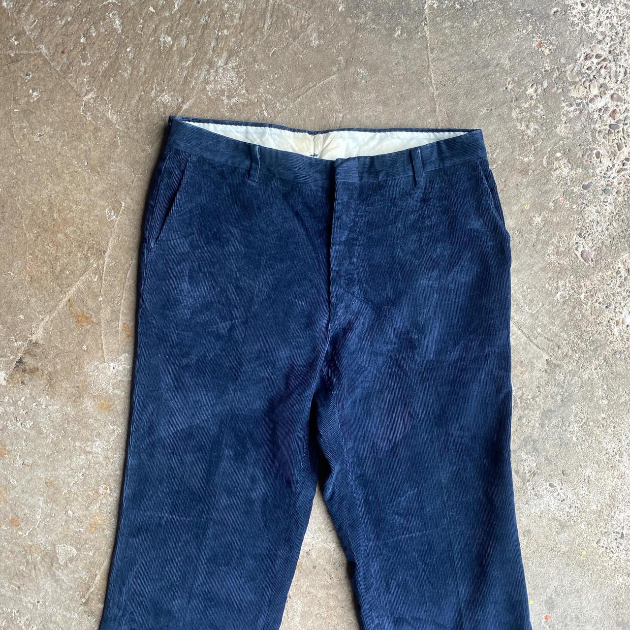 Navy Straight Leg Corduroy Trousers - W35