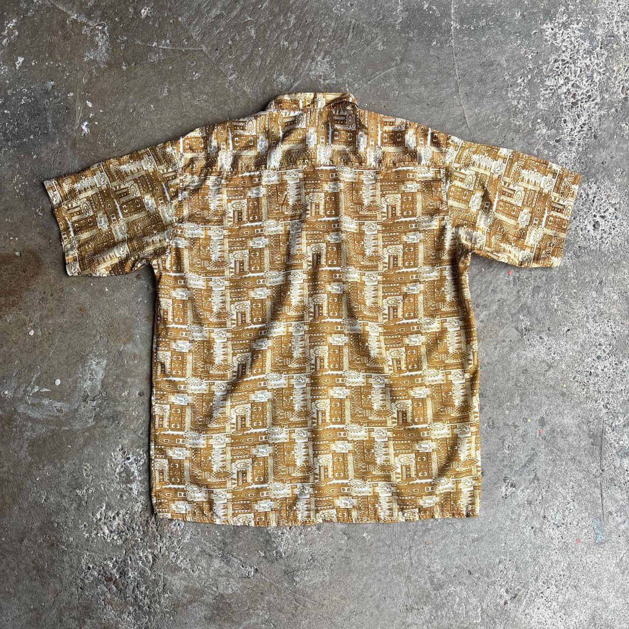 Gold Print Thai Silk Short Sleeve Shirt
