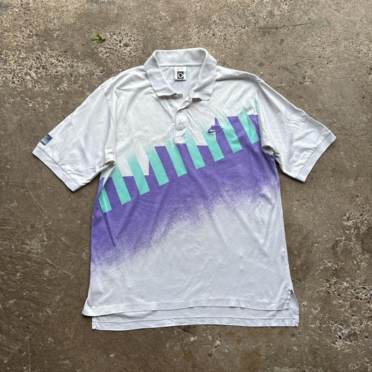 90s White Nike Challenge Court polo shirt - L