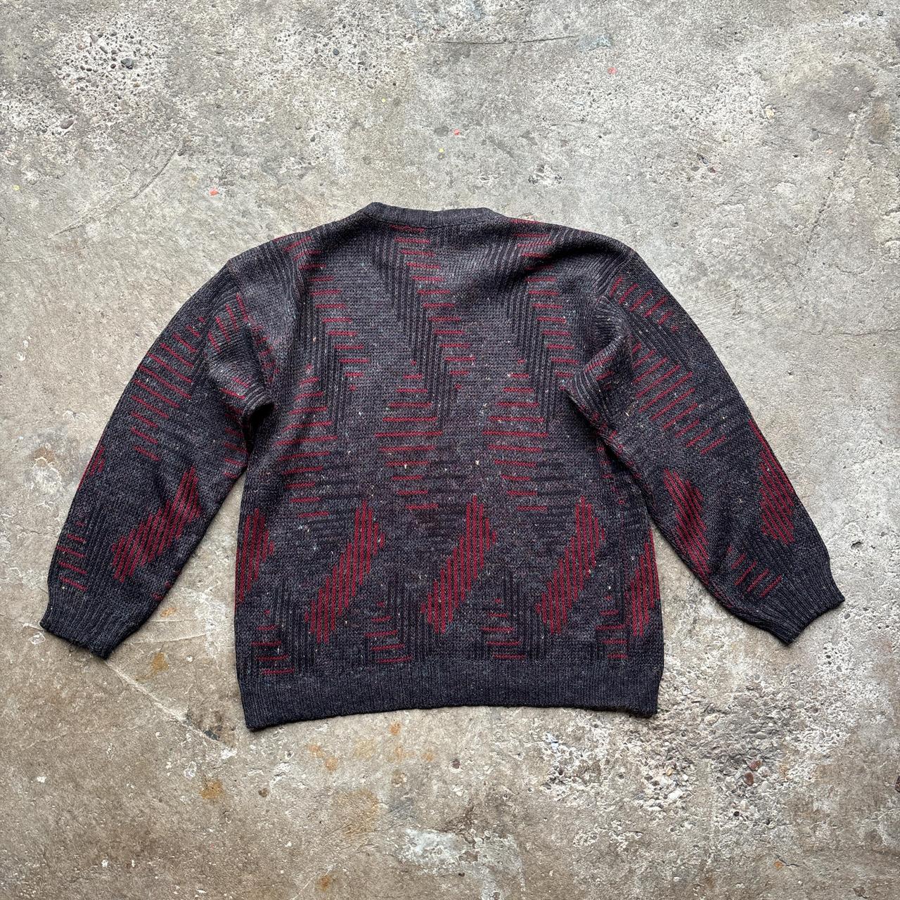Vintage Grey and red wool knitted jumper
