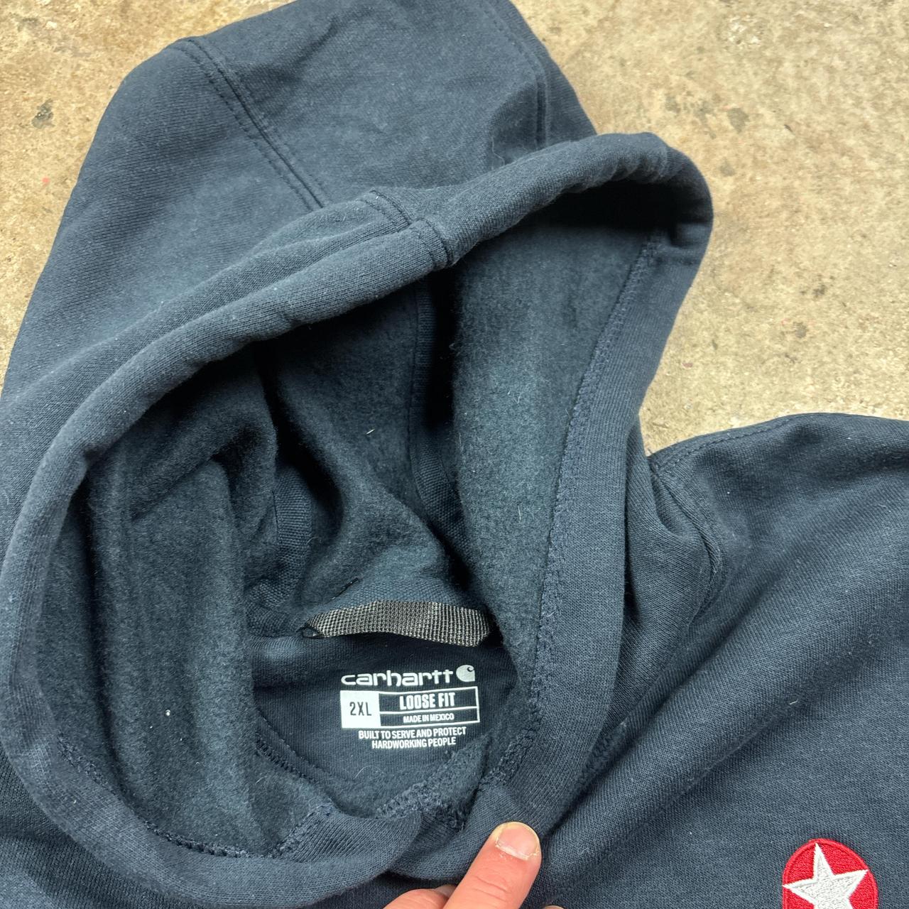 Navy Carhartt hoody with embroidered logo