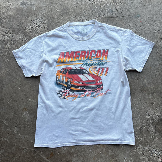 White racing graphic t-shirt - L