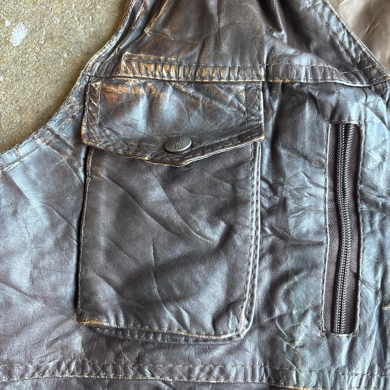 Brown Leather Vest Jacket