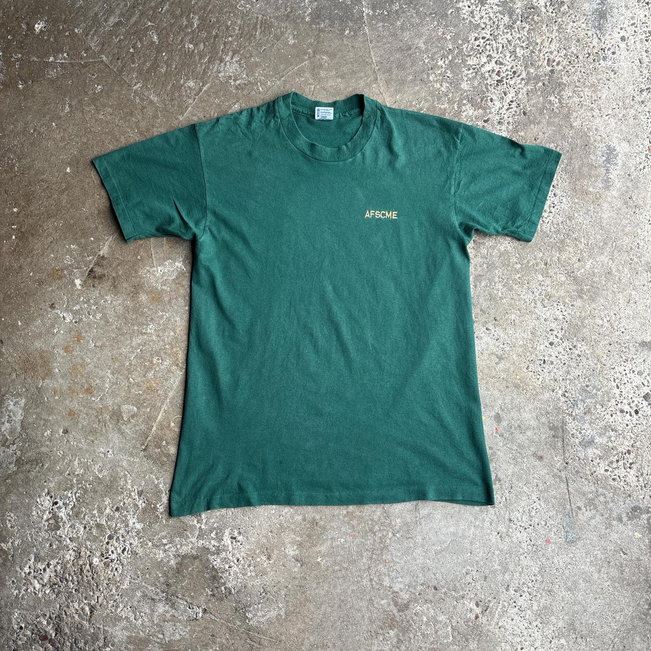 Vintage Green Embroidered Text T-Shirt - L