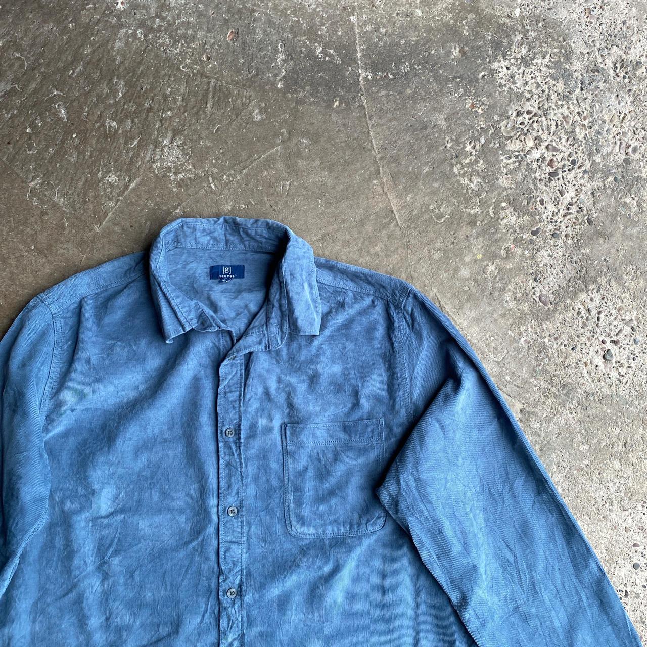 Blue Button Up Long Sleeve Corduroy Shirt - XL