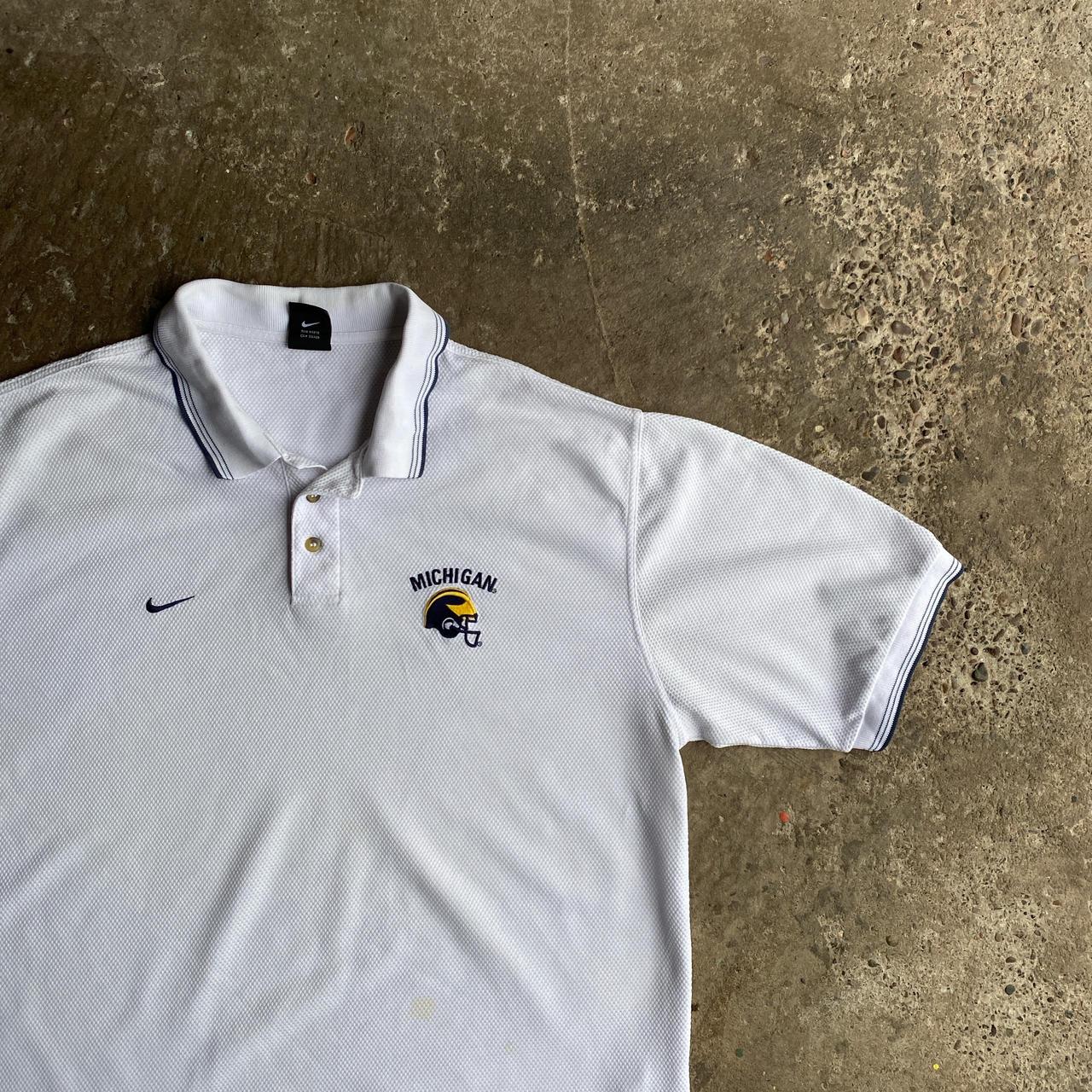 White Nike Michigan Wolverines Polo Shirt - XL