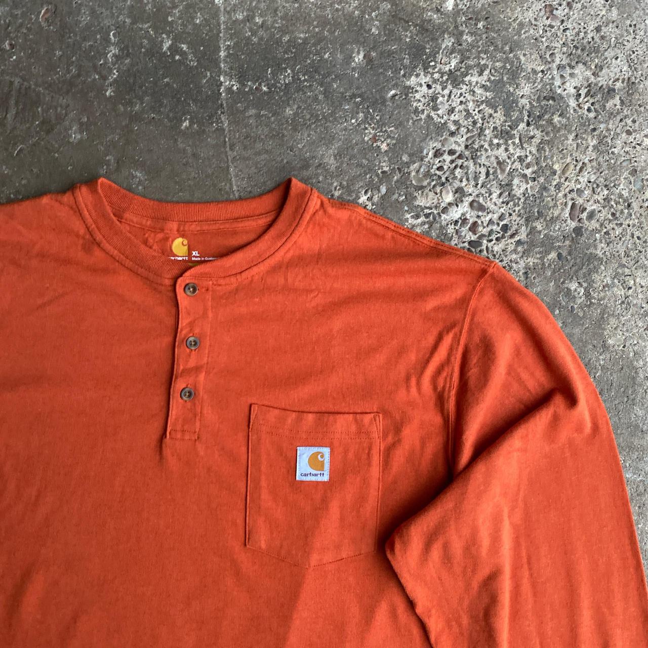 Orange Carhartt Long-Sleeve Single Pocket T-Shirt - XL