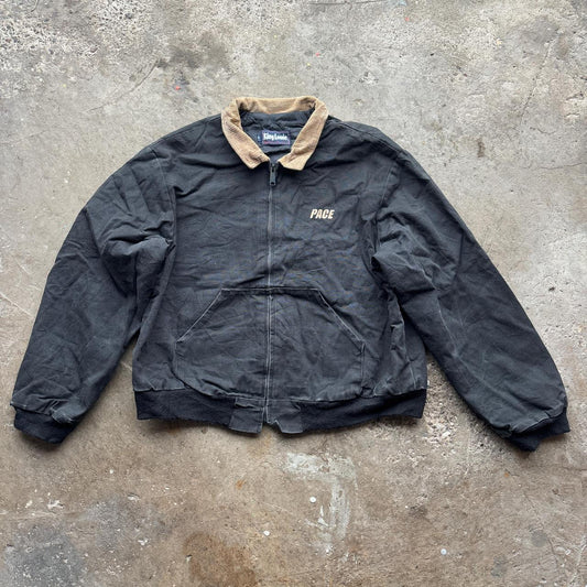 Vintage King Louie black workwear jacket with tan corduroy collar