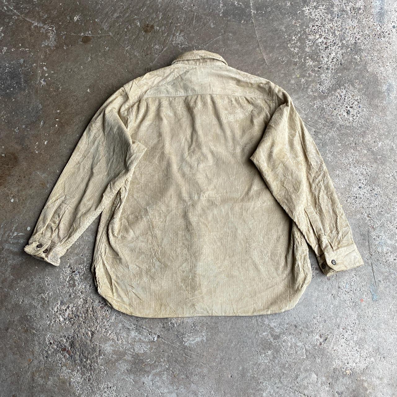 Tan Corduroy Button Up Long Sleeve Shirt - L
