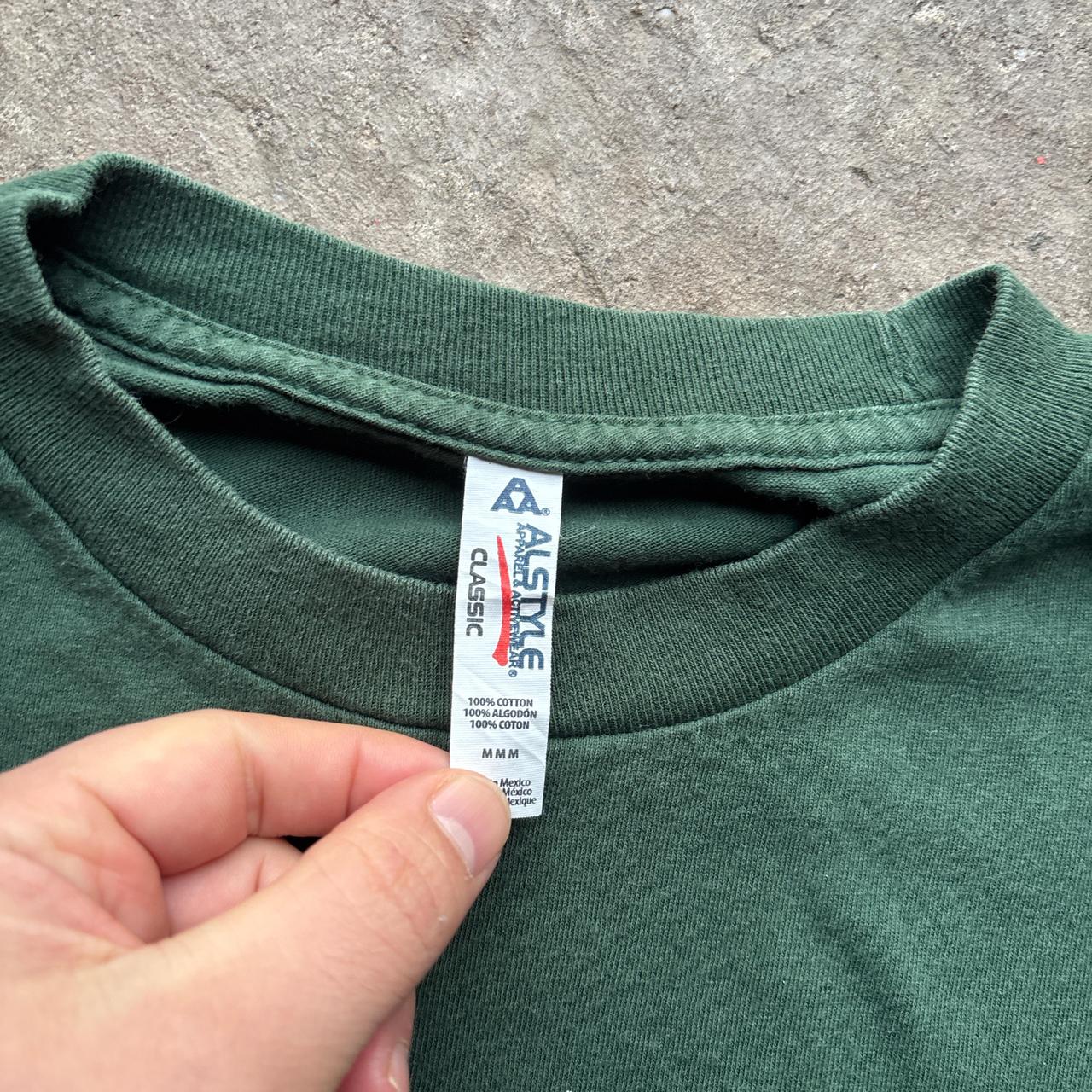 Green graphic long-sleeve top with turkey print -   M