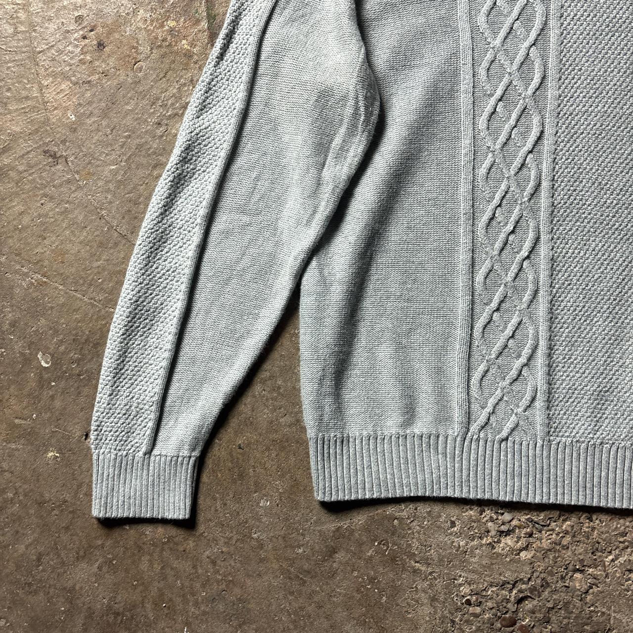 Grey Nautica Cable Knit Shawl Collar Jumper - XL