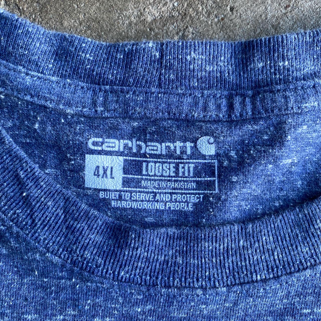 Blue Textured Carhartt Single Pocket T-Shirt - 4XL