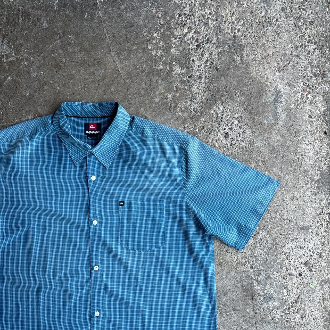 Blue Checkered Quiksilver Short Sleeve Shirt