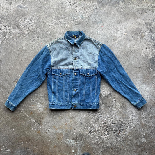 Vintage Blue and grey Wrangler denim trucker jacket