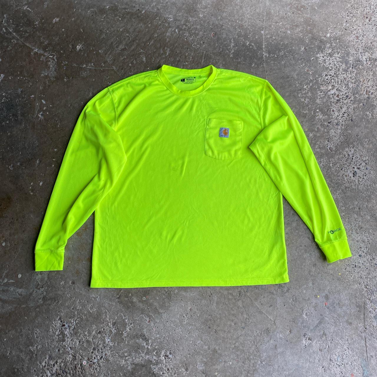 Luminous Yellow Carhartt Long-Sleeve Single Pocket T-Shirt - L