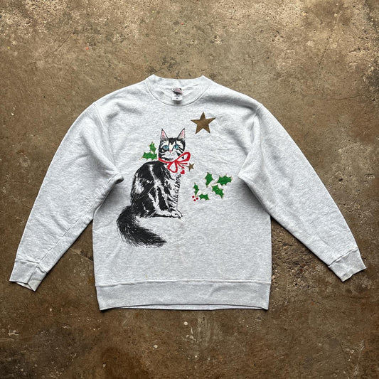 Grey Festive Cat Christmas Sweatshirt