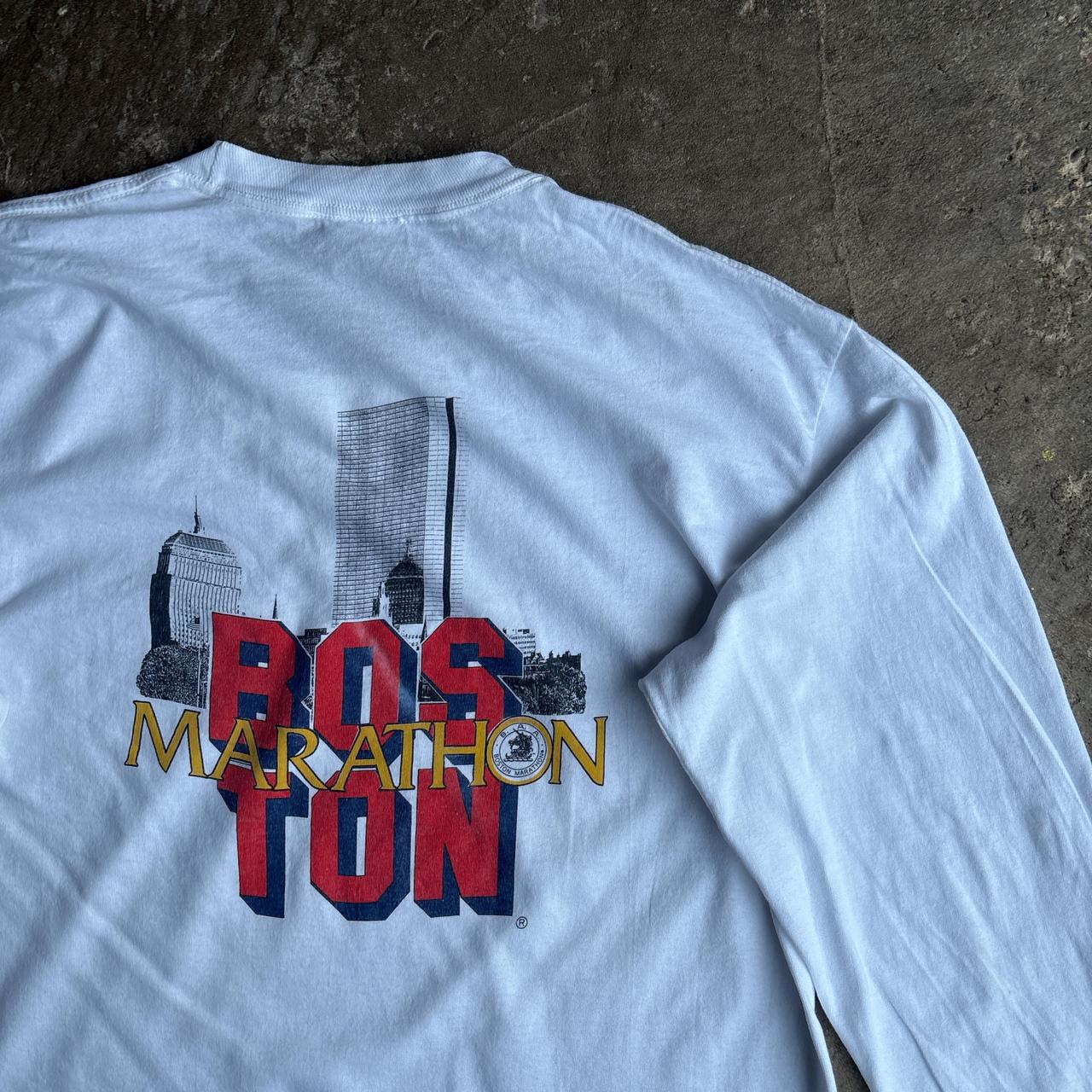 White Boston Marathon Long Sleeve Graphic T-Shirt - XL