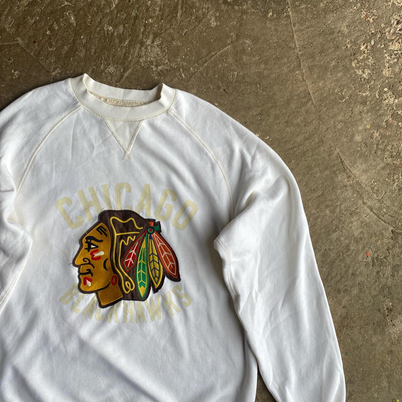 Vintage White Chicago Blackhawks Sweatshirt - M