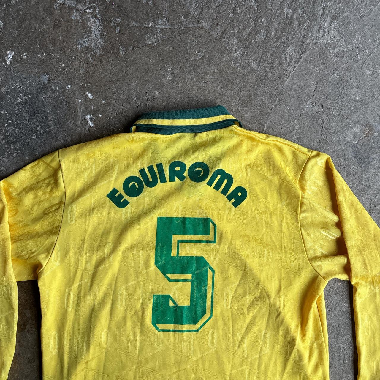 Vintage Yellow Umbro Custom Print Long-Sleeve Football Shirt