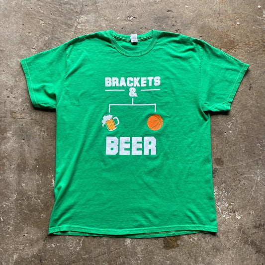 Green ‘Beer and Brackets’ graphic tee