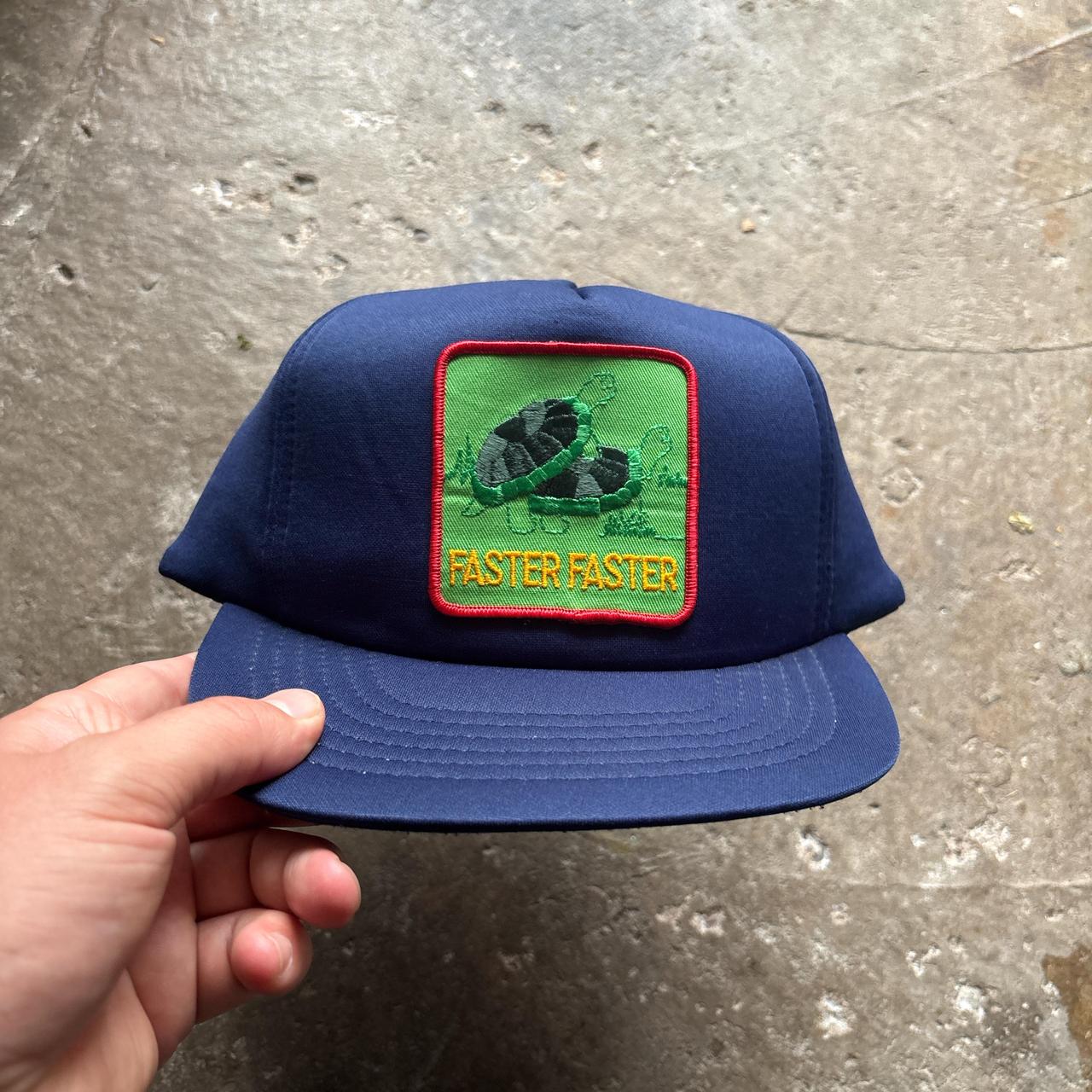 Vintage Navy Snapback with ‘Faster, Faster’ embroidered patch - OS