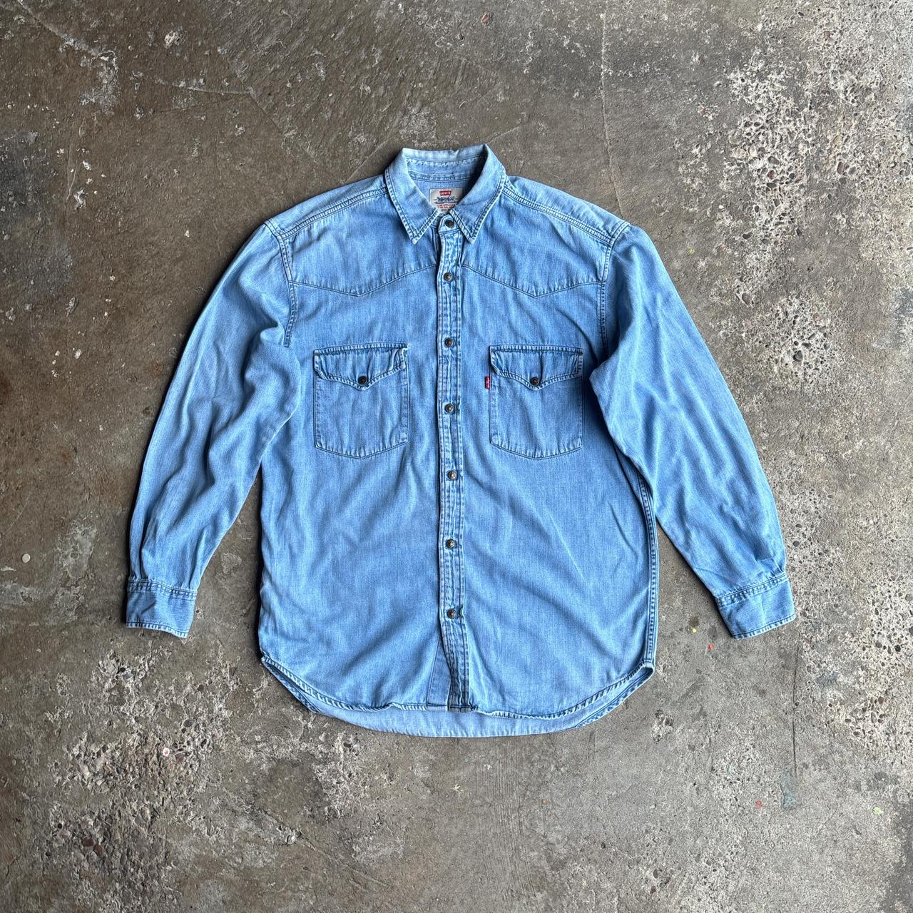 Blue Denim Levi’s Western Style Long-Sleeve Shirt - M