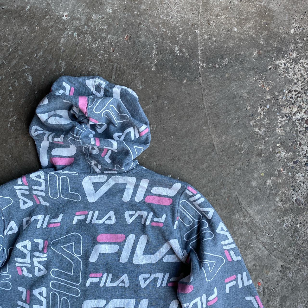 Grey & Pink Fila Graphic Print Full Zip Hoodie - XL (women’s)