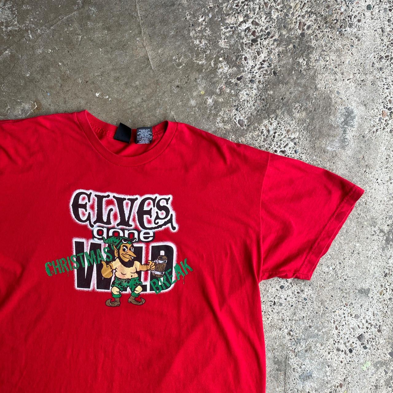 Red Graphic Elves Christmas T-Shirt - 2XL