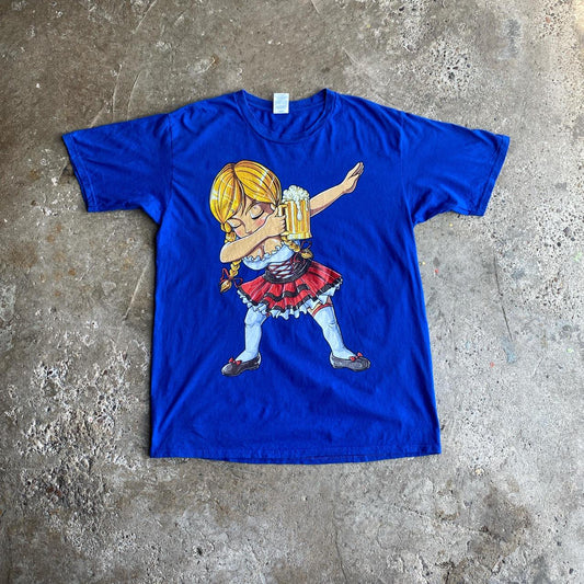 Blue Dabbing Barmaid Graphic T-Shirt - L