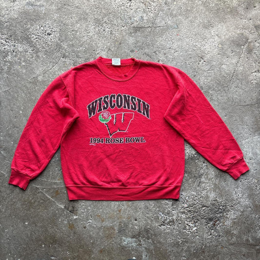 Red Nutmeg sweatshirt with ‘Wisconsin 1994 Rose Bowl’ print