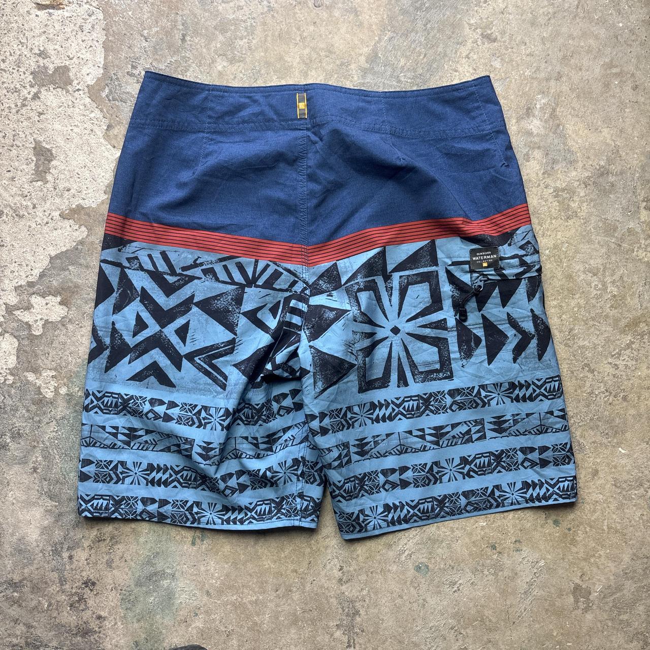 Blue Quiksilver board shorts with Hawaiian style - W32