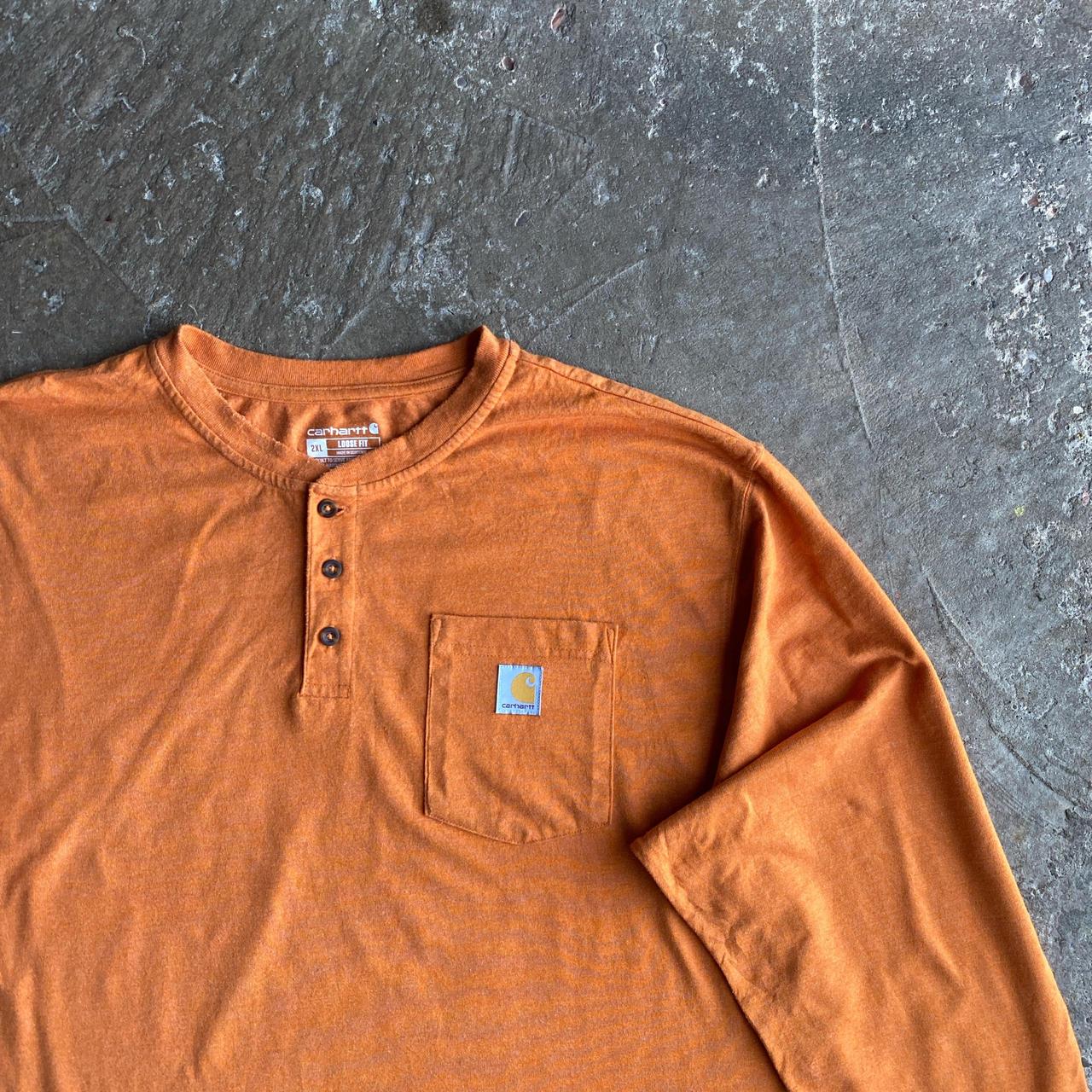 Orange Long Sleeve Carhartt Single Pocket T-Shirt - 2XL