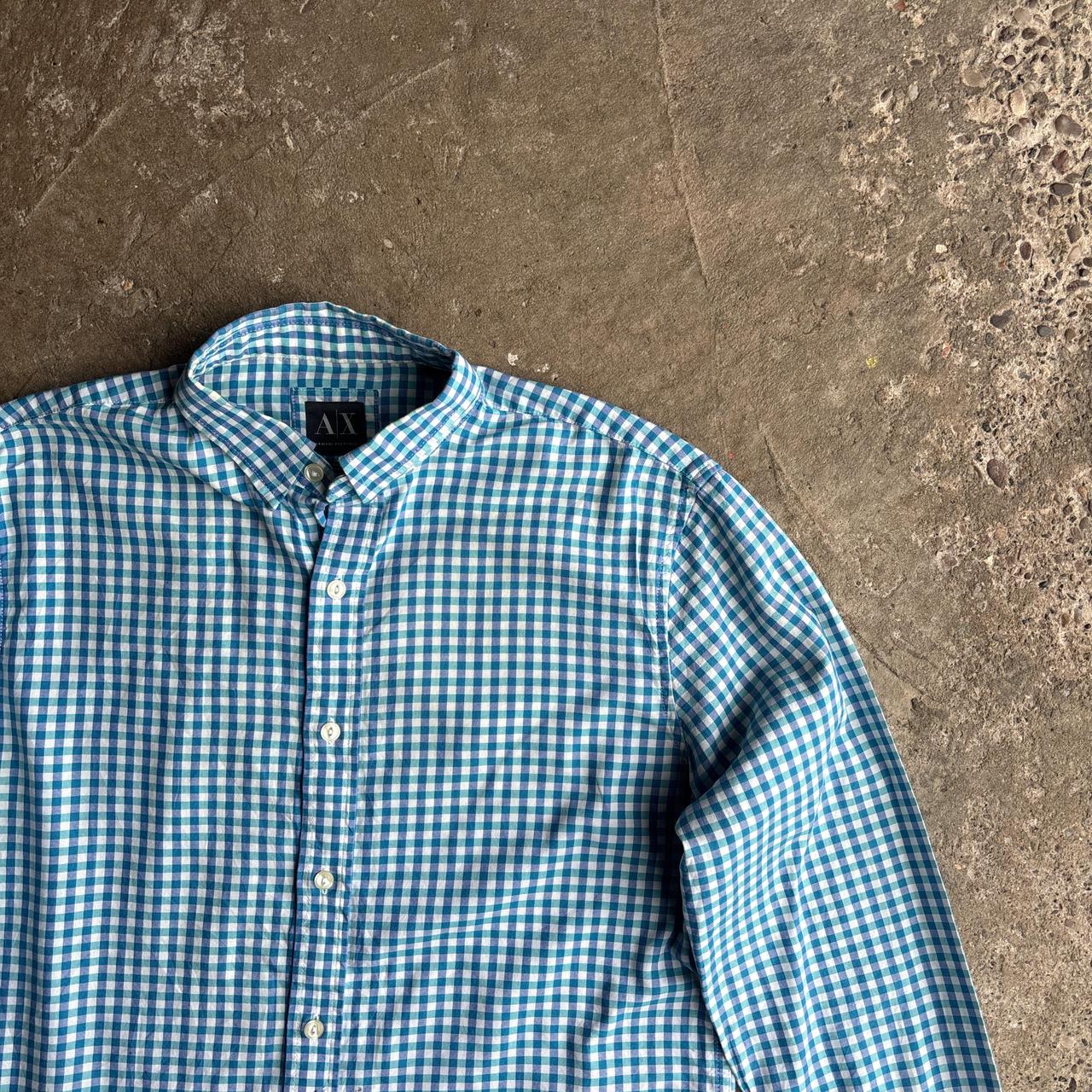 Blue Gingham Armani Exchange Button Up Shirt  - S