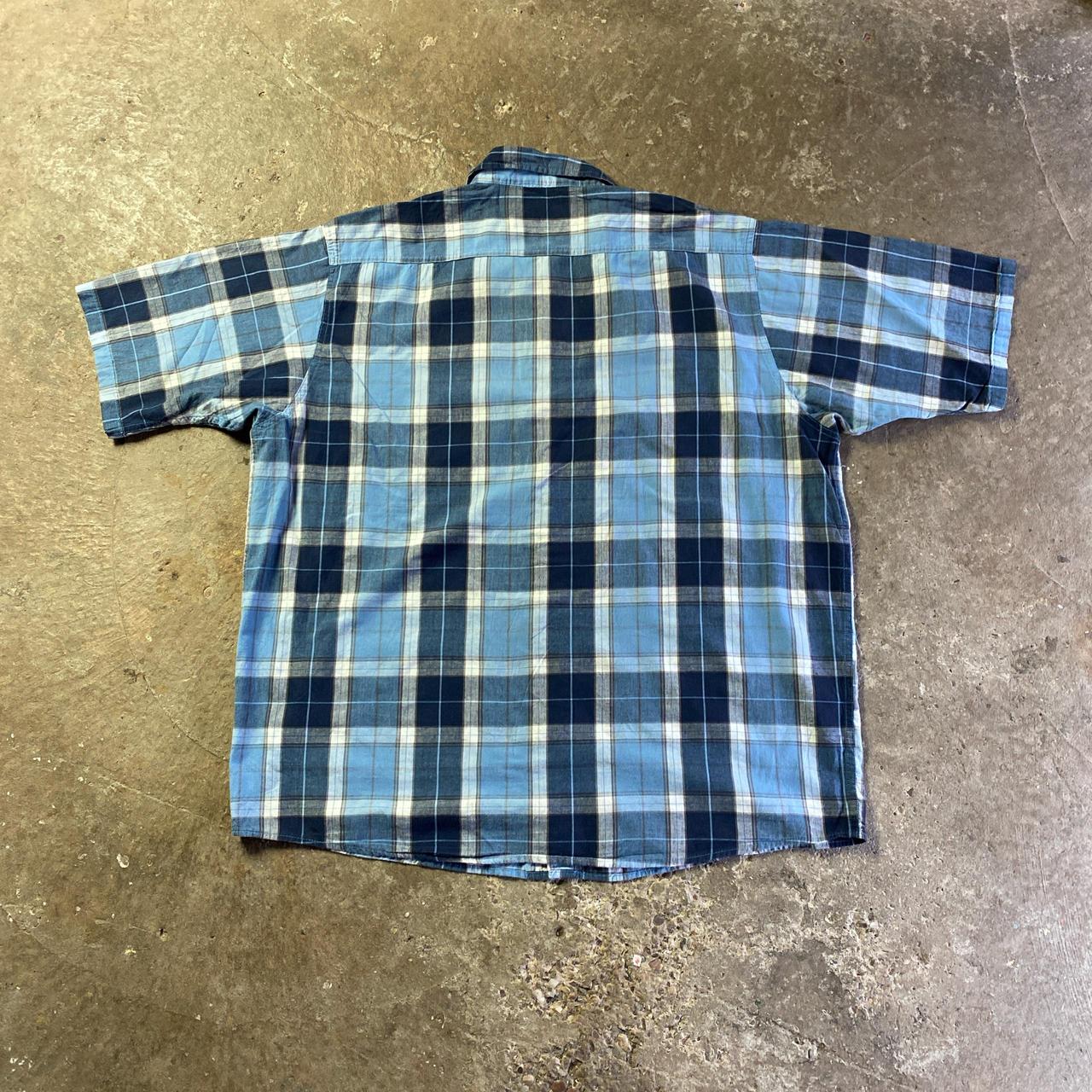Blue & Navy Wrangler Plaid Short Sleeve Shirt - 2XL