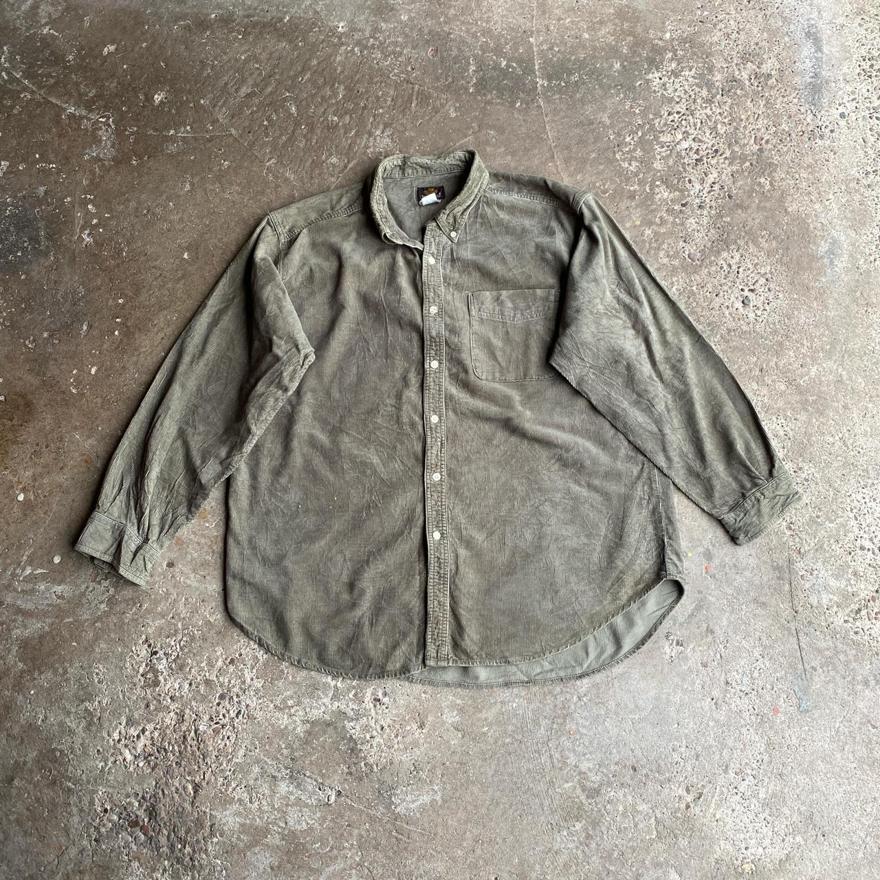 Olive Green Corduroy Button Up Shirt - 2XL