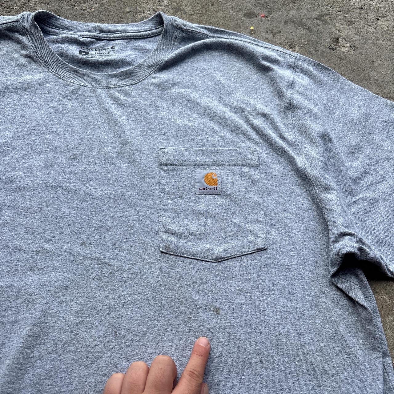 Grey Carhartt pocket tee with company logo at the back - XL