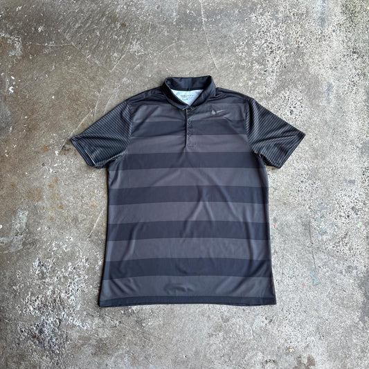 Black/Grey Nike Golf Striped Polo Shirt