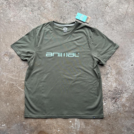 Green Animal spell out logo tee