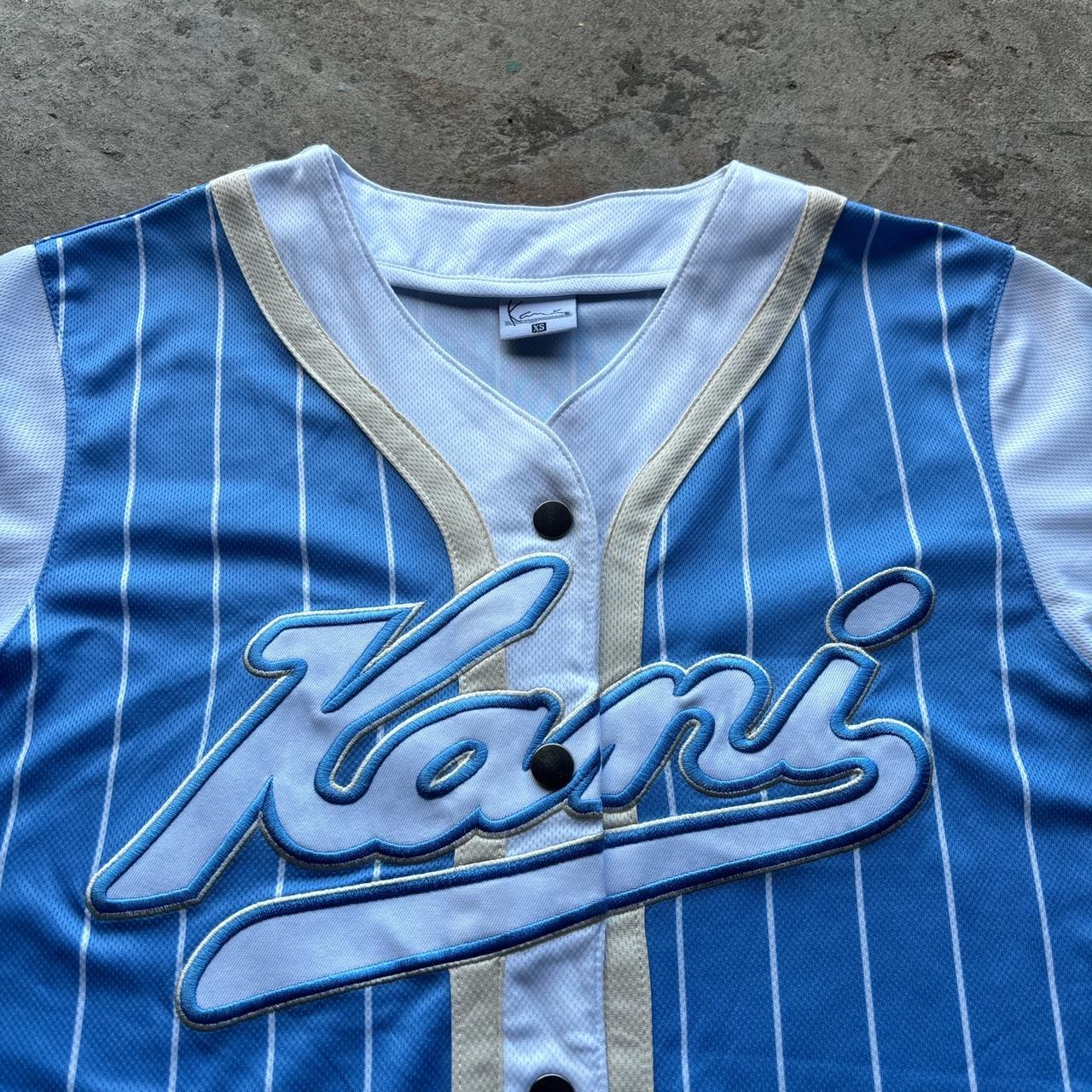 KARL KANI VARSITY PINSTRIPE BASEBALL JERSEY