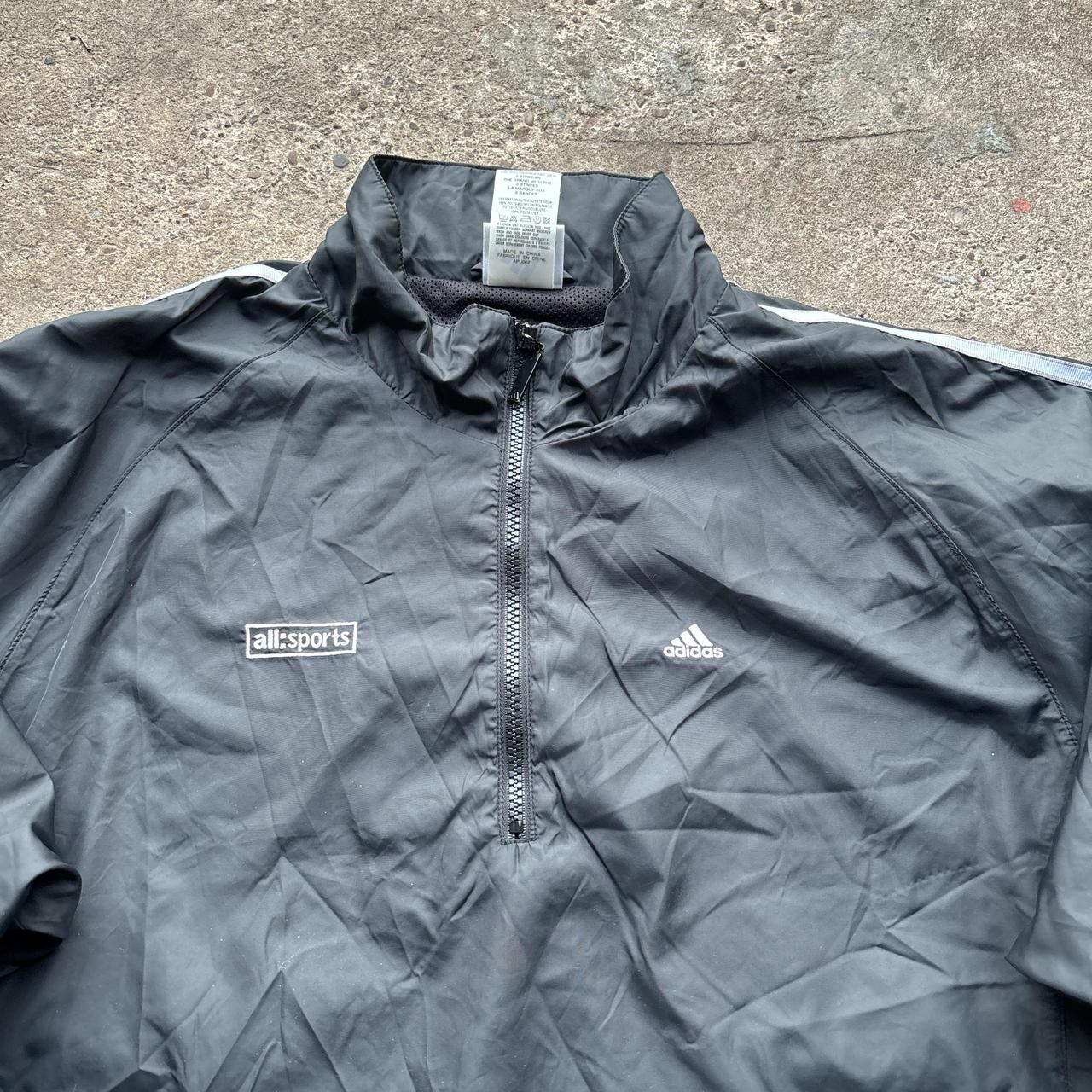 90s Black Adidas quarter zip track jacket