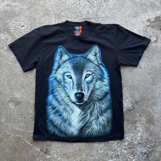 90s black Wolf graphic single stitch t-shirt