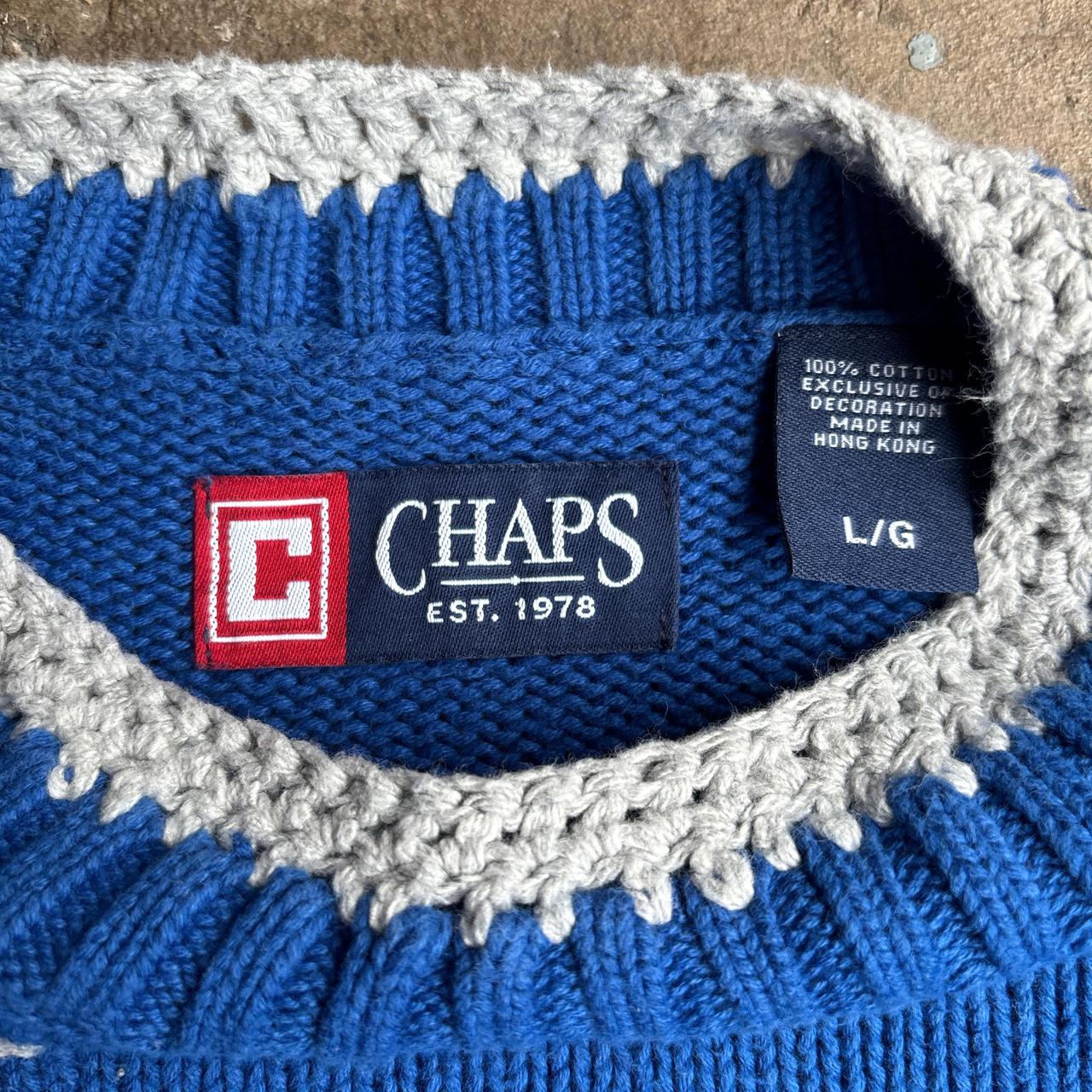 Blue Vintage Chaps Customised Knit Sweater - L