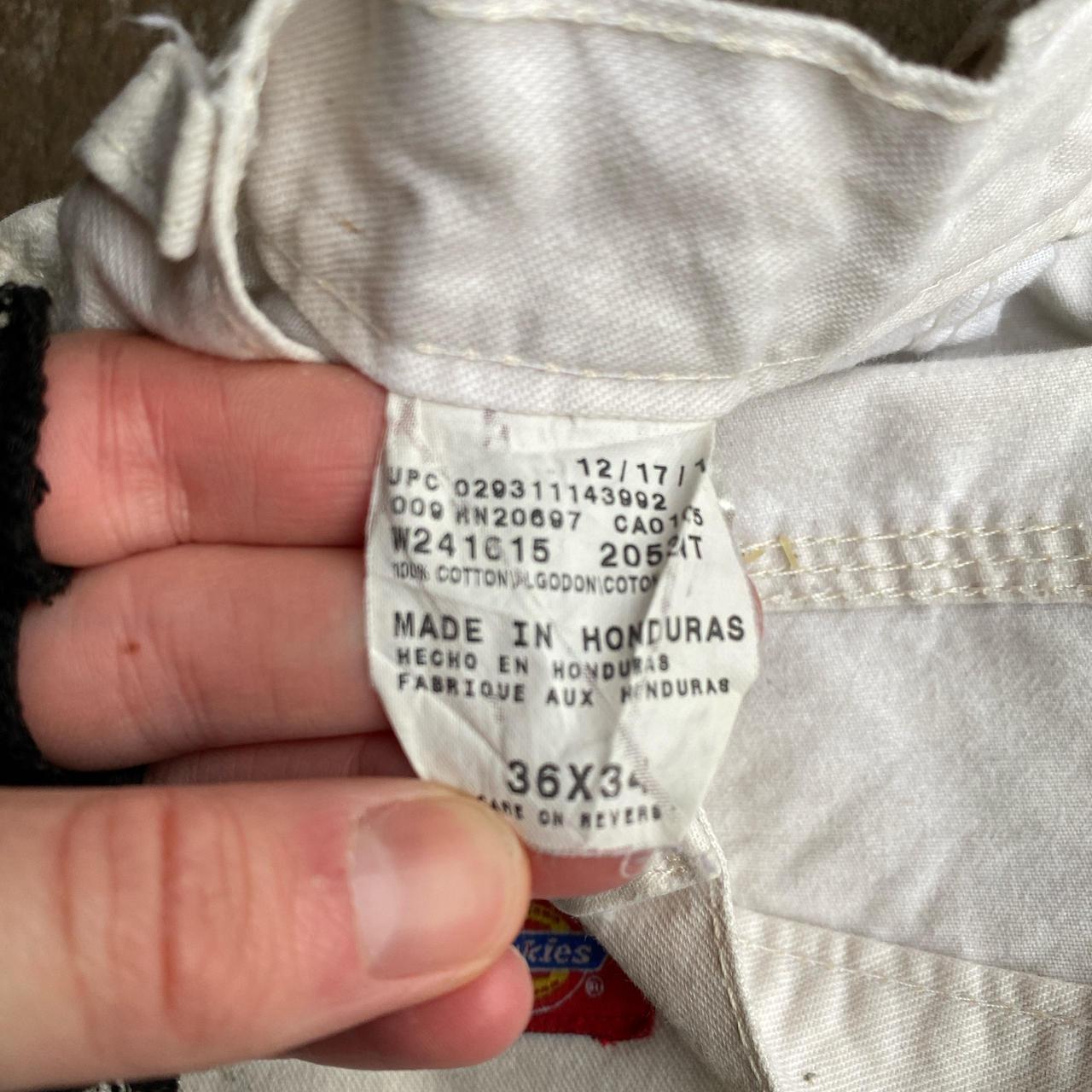 White Distressed Dickies Double Knee Carpenter Pants - W36