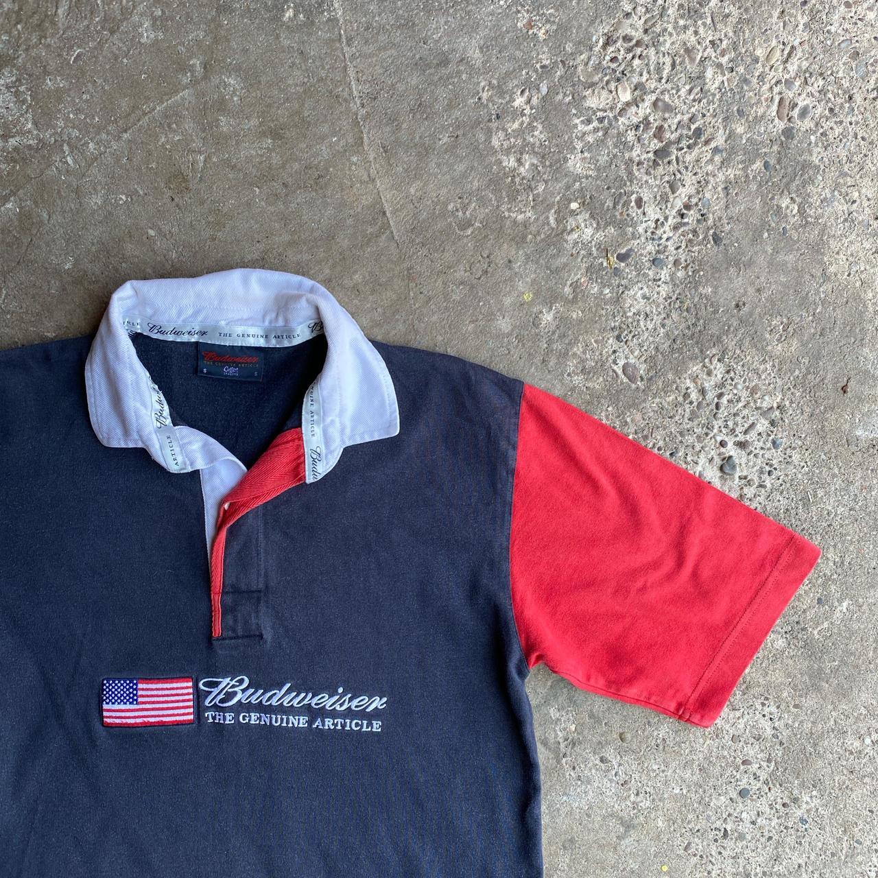 Navy & Red Cotton Traders Budweiser Rugby Shirt