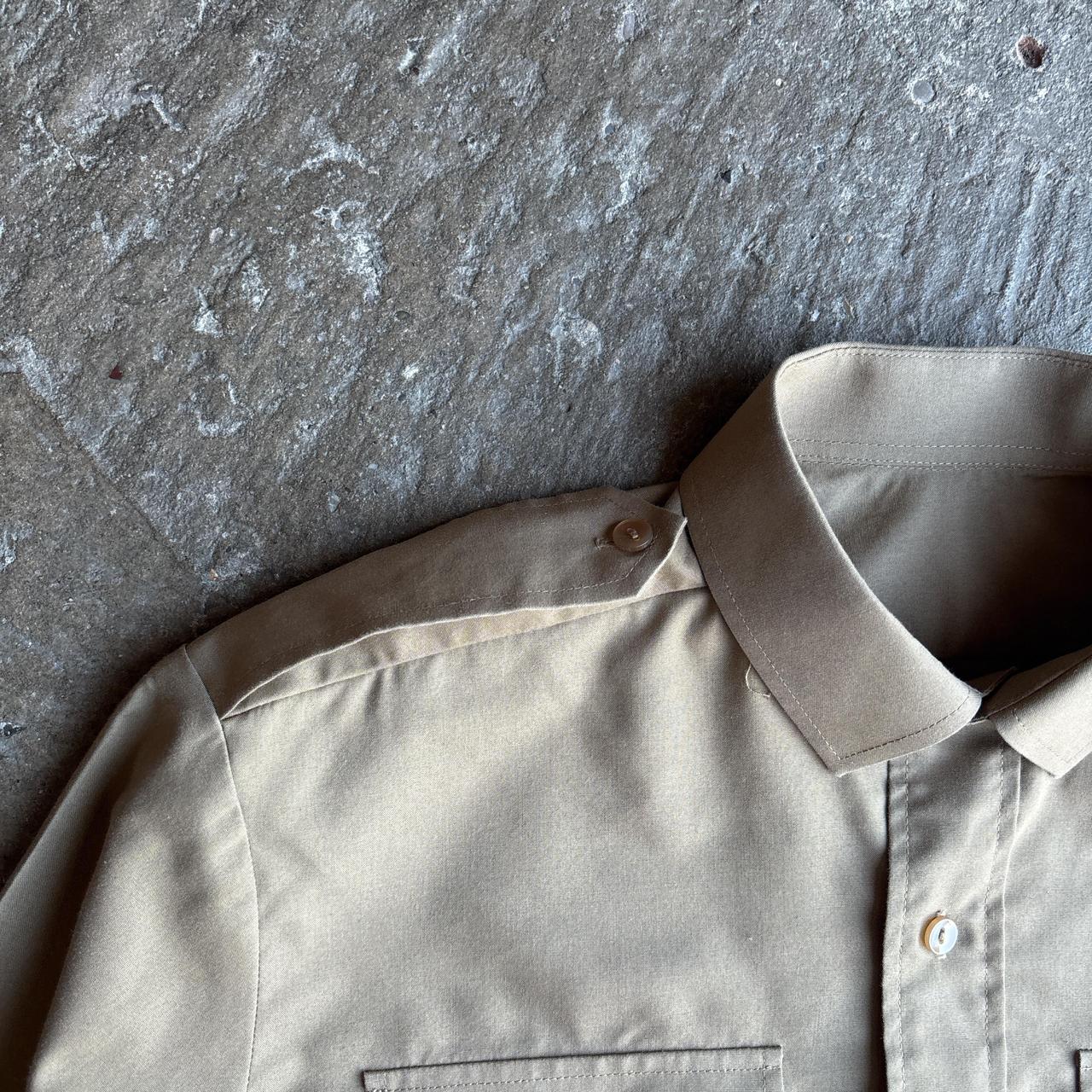 Vintage Tan Military Style Long-Sleeve Shirt