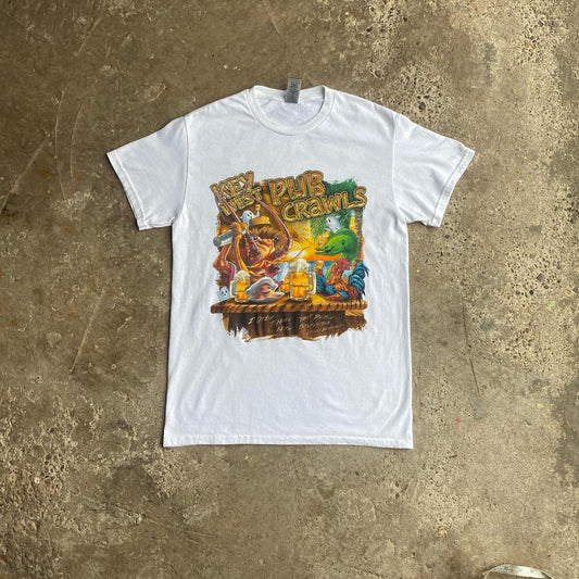 White Key West Pub Crawl Graphic T-Shirt - S