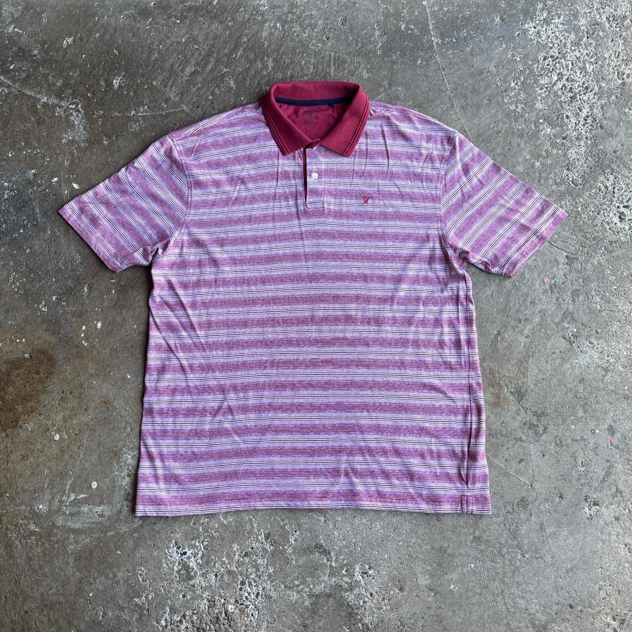 Striped Burgundy & White James Pringle Polo Shirt