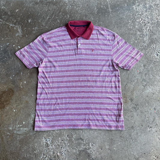 Striped Burgundy & White James Pringle Polo Shirt