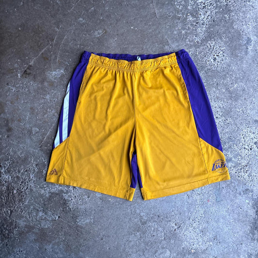 Yellow & Purple LA Lakers Adidas Basketball Shorts - XL